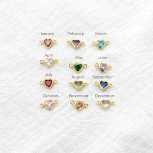 4 mm horizontale Herzform Lünette Birthstone Verbinder, Großhandelsgeburtssteinverbinder, Massenverbinder, dauerhafter Schmuck, Gold gefüllt, KN337