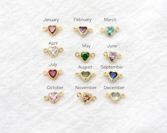4mm Heart Shape Bezel Birthstone Connector, wholesale birthstone connector, bulk connectors, permanent jewelry, gold filled, CN337