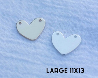 Heart blank with two holes, 11X13mm, 20 gauge, stamping blank, engraving blank, permanent jewelry charms, gold filled charms, B27