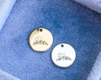 12.7mm mountains pendant, mountains necklace charm, mountains charm bulk wholesale, mountains disc pendant bulk, CH131