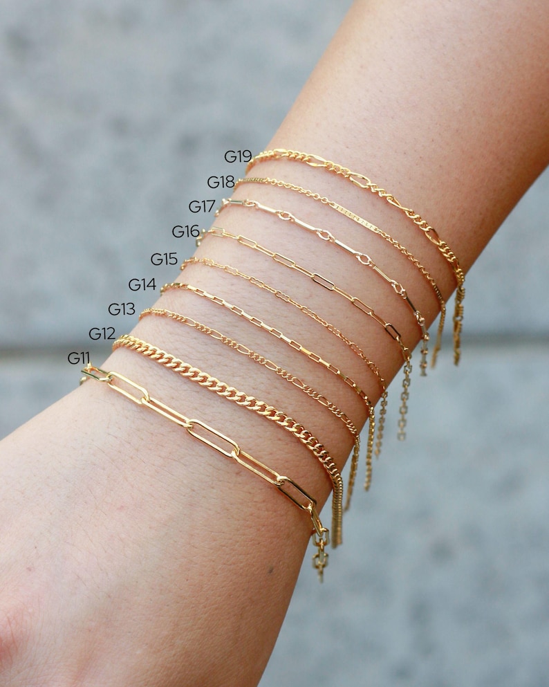 14k gold filled footage chain, wholesale bulk chain for permanent jewelry supplies, paperclip chain, dapped bar chain, satellite chain image 3