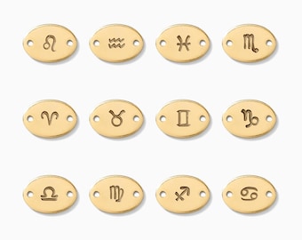 Zodiac connector, gold filled, rose gold filled, sterling silver, permanent jewelry connector, hand stamped connector, custom charm, CN01
