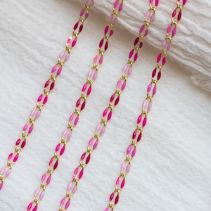 Pink multi color enamel chain, multi color chain, permanent jewelry bulk enamel chain, pink chain, light pink chain, shades of pink, GP112 image 5