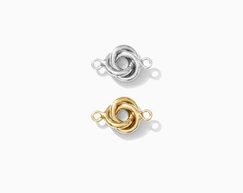 Love knot connector, sterling silver or 14k gold filled, 6mm knot connector, permanent jewelry connector, bulk wholesale, CN23