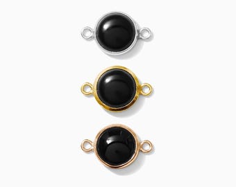 6mm Onyx Connector, gold filled, sterling silver, rose gold filled, bulk imitation onyx connectors, permanent jewelry supplies, CN201