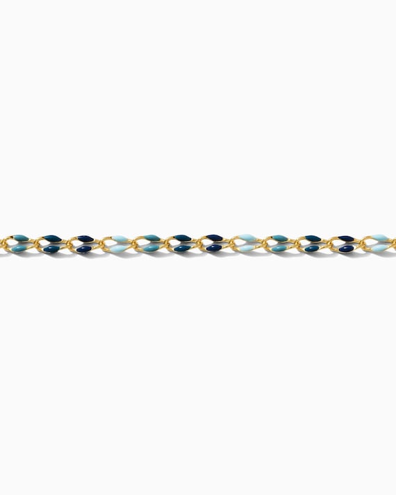 Blues teals turquoise multi color enamel chain, GP115