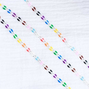 Rainbow enamel chain, silver plated, multi color chain, permanent jewelry bulk enamel chain, pride chain, rainbow pride enamel chain, SP106