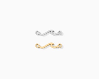 Wave connector charm, 2.4mmx11.6mm wave connector, sterling silver, 14k gold filled, permanent jewelry, wholesale bulk connectors, CN351