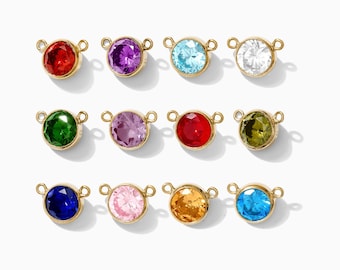 6mm 10-2 birthstone connector, gold filled, sterling silver, rose gold filled, wholesale birthstone connectors, permanent jewelry, CN163