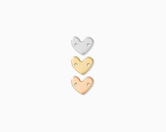 Heart connector blank with two holes, 8x7mm, 20 gauge, stamping blank, engraving blank, permanent jewelry charms, gold filled charms, B32