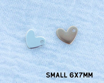 Heart blank with one hole, 6x7mm, 20 gauge, stamping blank, engraving blank, permanent jewelry charms, gold filled charms, B26