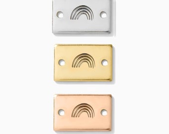 Rainbow mini stamped connector, gold filled, sterling silver, permanent bracelet connector, SCN508
