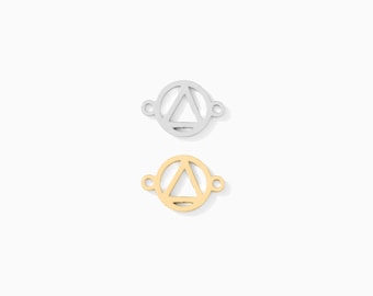 Sobriety Connector Charm, sterling silver, 14k gold filled, triangle in circle connector, permanent jewelry, wholesale connector, CN359