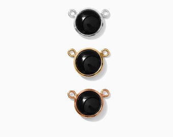 6mm 10-2 onyx opal necklace connector synthetic, sterling silver, gold filled, rose gold filled, imitation onyx opal connector, CN184