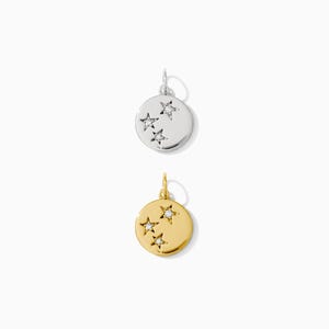 Triple star disc charm, all white cubic zirconia, .925 sterling star disc pendant, 18k gold plated star disc pendant, CH80