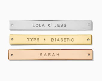 1.75" Custom text bracelet connector, 14k gold filled, 14k rose gold filled, sterling silver, bulk permanent jewelry connectors, CN272
