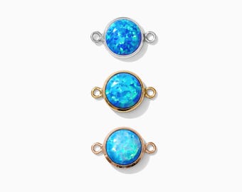 6mm blue opal connector synthetic, sterling silver, gold filled, rose gold filled, imitation blue opal connector, permanent jewelry, CN199