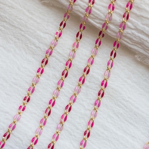 Pink multi color enamel chain, multi color chain, permanent jewelry bulk enamel chain, pink chain, light pink chain, shades of pink, GP112 image 4