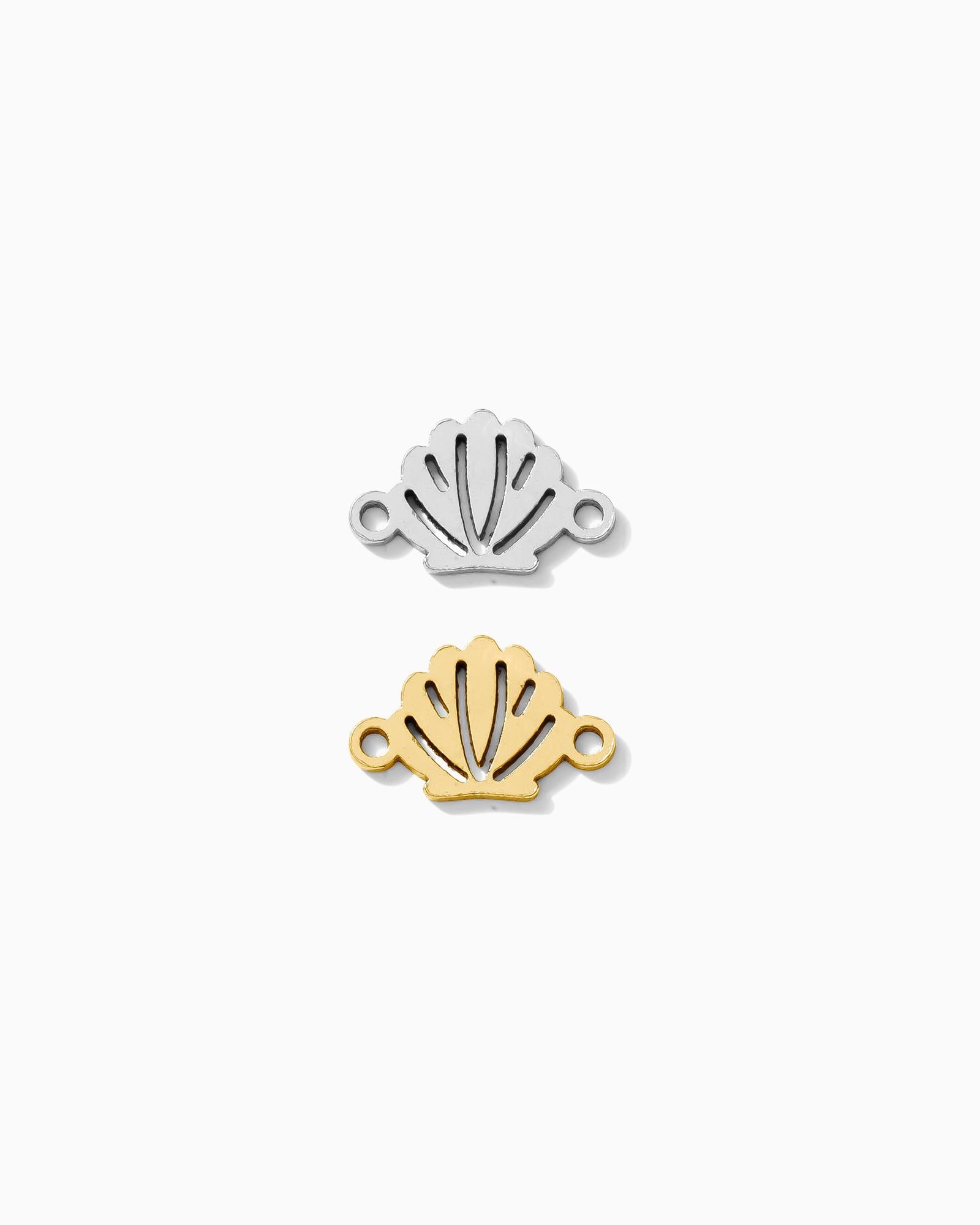Shell connector charm, sterling silver, gold filled, permanent jewelry connectors, CN247