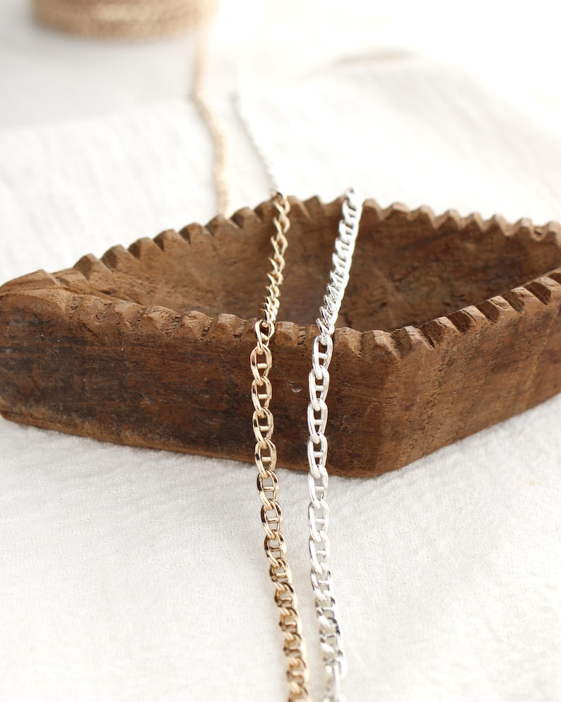 3mm Mariner Chain, 14k Gold Filled, Sterling Silver, Permanent Jewelry ...