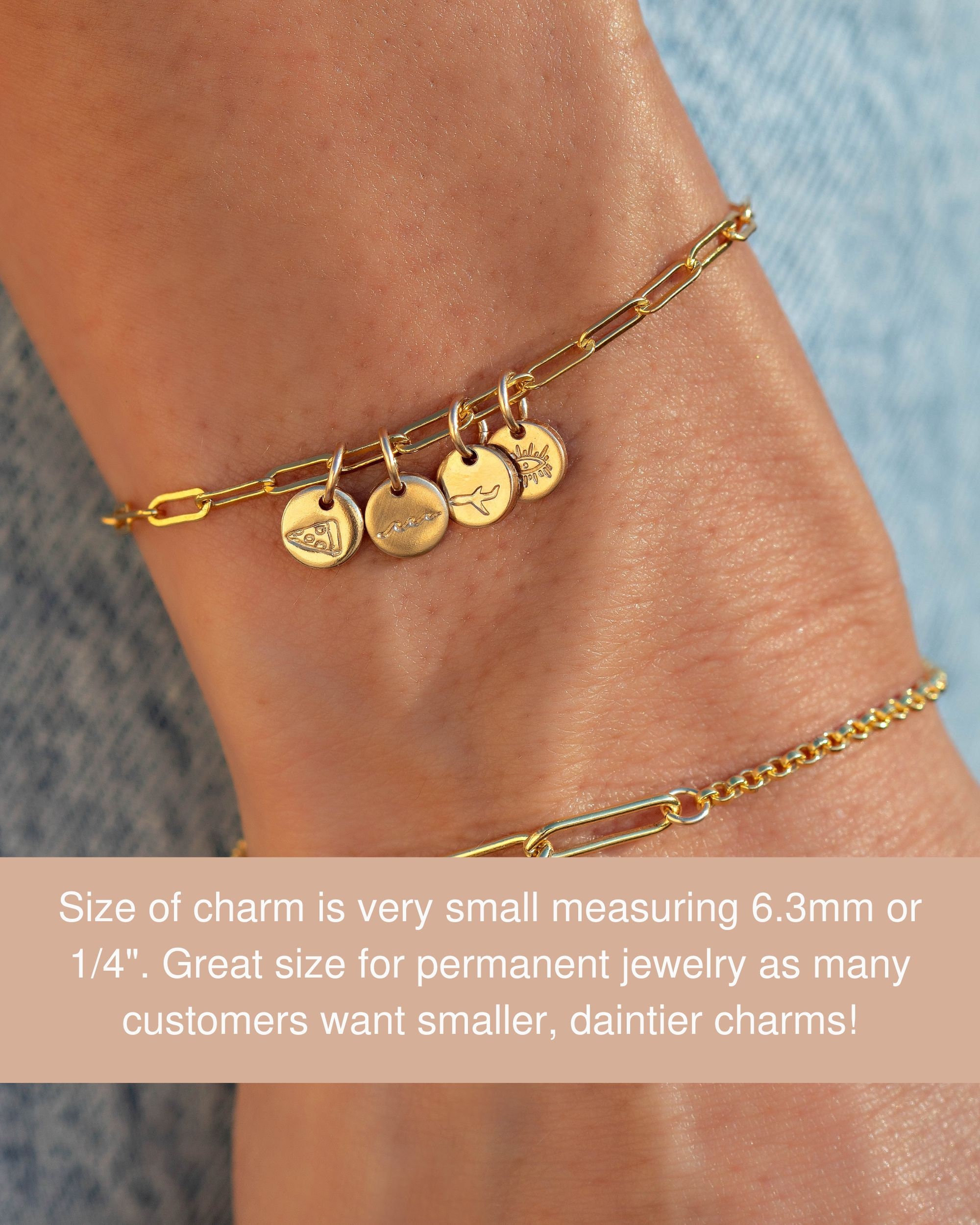 Tiny Disc Charm, Permanent Jewelry Charms, Gold Filled Charms