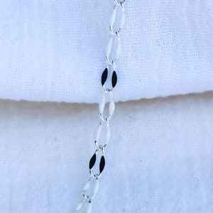 Black and white enamel chain, silver plated, black and white colored chain, permanent jewelry, TTPD jewelry, footage chain, SP111 image 2