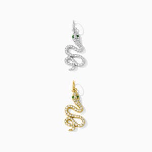 Snake charm, emerald eye nano gem pave, .925 sterling emerald snake charm pendant, 18k gold plated snake pendant, CH89