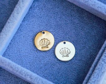 12.7mm seashell pendant, seashell necklace charm, seashell charm bulk wholesale, seashell disc pendant bulk, CH132