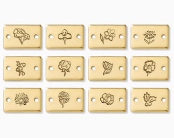 Conectores mini estampados con forma de flor de nacimiento, chapados en oro, plata de ley, conector de pulsera permanente, SCN508