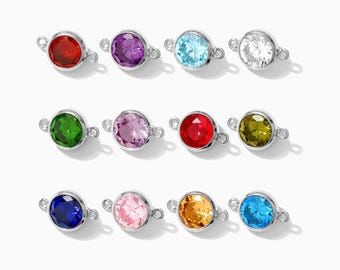 6mm sterling silver birthstone connector, wholesale birthstone connectors, bulk birthstone connectors, permanent jewelry, CN195