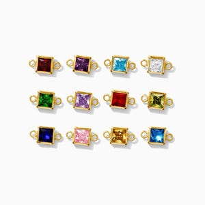 4mm Square Birthstone Connector, wholesale birthstone connector, bulk birthstone connectors, permanent jewelry, gold filled, CN307