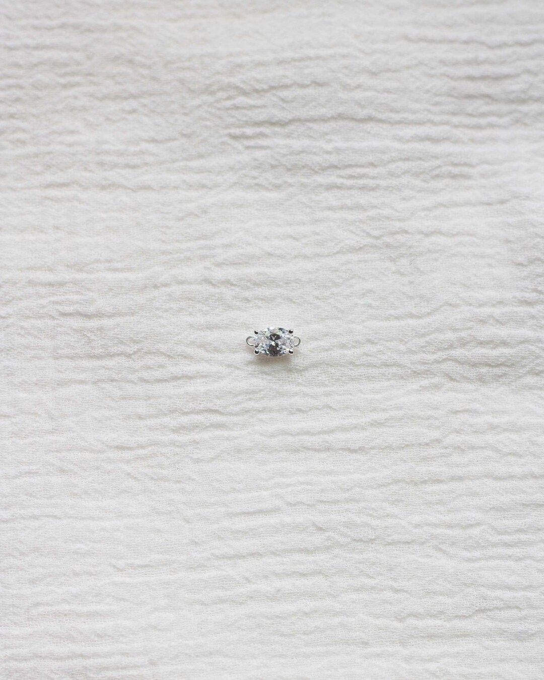 Oval Solitaire CZ Connector, Sterling Silver, 18k Gold Plated, Bulk