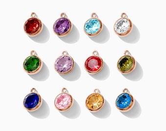 6mm rose gold filled birthstone charms, wholesale birthstone connectors, bulk birthstone connectors, permanent jewelry, CH106