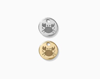 6.3mm Crab charm, gold filled, sterling silver, permanent jewelry charms, gold charms, bulk charms silver, wholesale gold charms, CH05