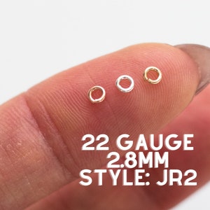 2.8mm OD 22 gauge jump rings, 14k gold filled, sterling silver, 14k rose gold filled, jump rings gold filled, jump rings gold fill, JR2