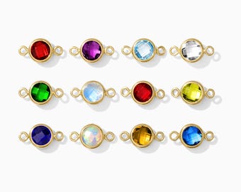 4mm genuine birthstone connector, 14k gold filled, sterling silver, gemstone connector, bulk connector, permanent jewelry, CN348