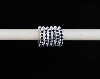 10.5mm sterling silver black pave hoop earrings, black basic huggie hoops, pave huggie earrings, black earrings, black hoop earrings, E57