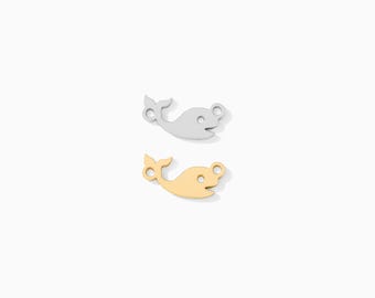 Whale Connector Charm, 4.52mm, sterling silver, 14k gold filled connector, permanent jewelry, bulk connector, wholesale connector, CN374