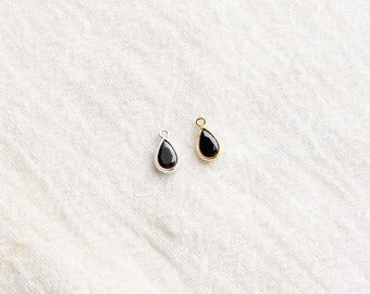 Teardrop Onyx Charm, 14k gold filled, .925 sterling silver, CH287