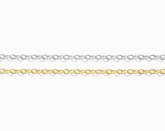 1.7mm flat cable chain, gold filled, sterling silver, unfinished chain, bulk chain, cable chain, permanent jewelry chain spool, S182, G182