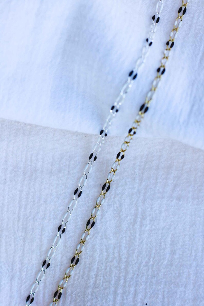 Black and white enamel chain, silver plated, black and white colored chain, permanent jewelry, TTPD jewelry, footage chain, SP111 image 8