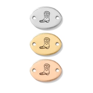 Conector de bota vaquera, chapado en oro, chapado en oro rosa, plata de ley, pulsera permanente, conector de bota vaquera, bota chapada en oro, CN01