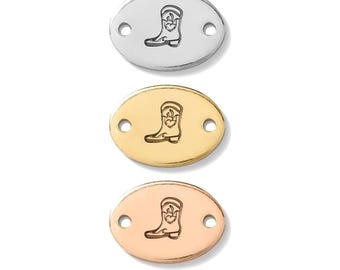 Cowgirl boot connector, gold filled, rose gold filled, sterling silver, permanent bracelet cowboy boot connector, boot gold filled, CN01