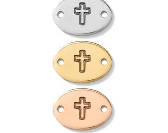 Cross connector, gold filled, rose gold filled, sterling silver, permanent bracelet cross connector, gold filled connectors, CN01