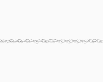 1.6mm flat heart chain, sterling silver, unfinished chain, bulk chain, .925 sterling silver, permanent jewelry spool, S181
