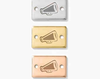 Megaphone mini stamped connector, gold filled, sterling silver, permanent bracelet connector, SCN508