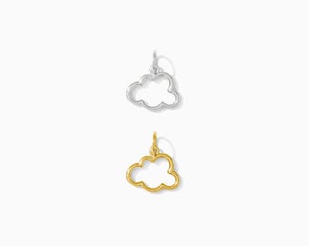 Cloud charm, plain open cloud charm, .925 sterling cloud charm pendant, 18k gold plated open cloud pendant, CH88