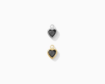 4mm Black Onyx Heart Bezel Charm, gold filled, wholesale charm, bulk heart charm, gold heart charm, permanent jewelry, CH273