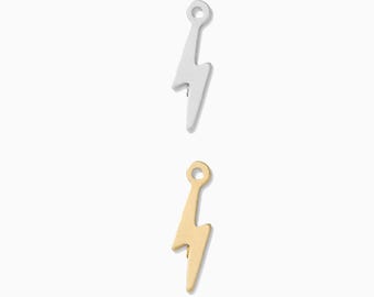 Lightning bolt charm, sterling silver or 14k gold filled, permanent jewelry charms, bulk wholesale charms, CH25