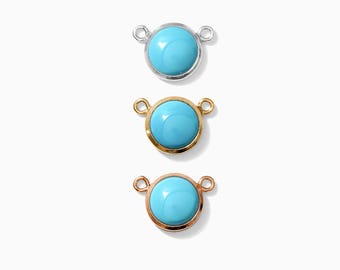 6mm 10-2 turquoise opal necklace connector synthetic, sterling silver, gold filled, rose gold filled, imitation blue opal connector, CN183